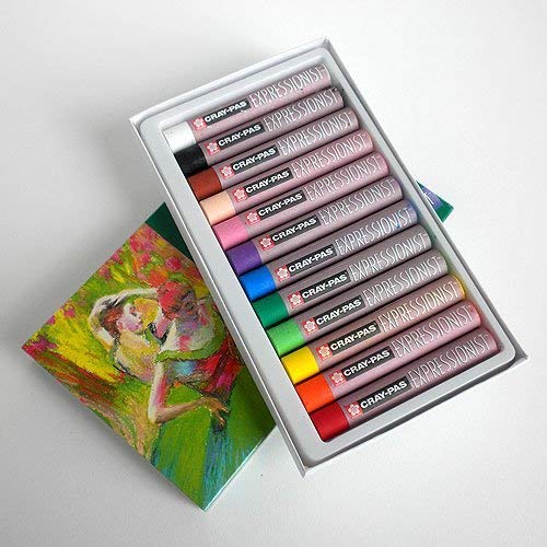 SAKURA Cray-Pas Expressionist Oil Pastel Set - Soft Oil Pastels for Artists - 12 Colors
