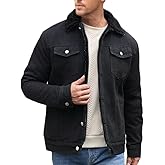 TENGINE Men's Sherpa Lined Trucker Jacket Winter Fleece Lined Denim Coats Slim fit Casual