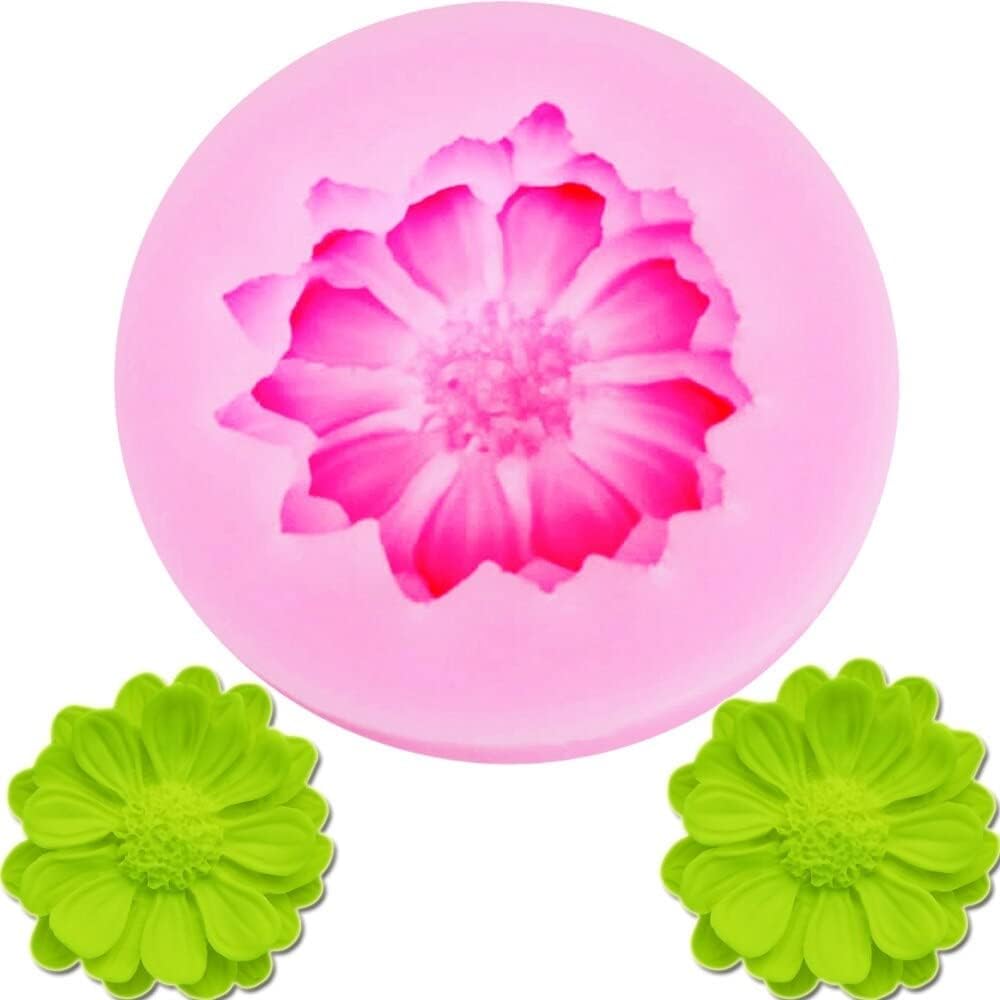Mixed Media - Camarena Flower Silicone Mold, Daisy Flower Silicone Mold, Fondant, Chocolate, Clay Mold