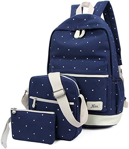Viniolve Canvas Dot Backpack Cute Lightweight Bookbag School Shoulder Bags for Teen