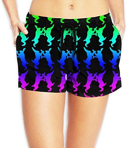 Women's Funny Rainbow Rabbit Raibow Bunny Printed Summer Casual Shorts Beach Shorts Beach Board Shorts XXL