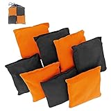 Play Platoon Weather Resistant Cornhole Bean Bags Set of 8 (Orange & Black)