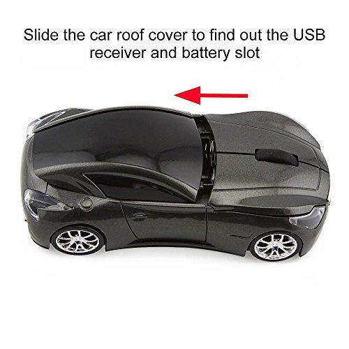 CHUYI Wireless Sport Car Mouse Optical Mouse Mice Ergonomic Design for Computer Laptop Gray Christmas Gift