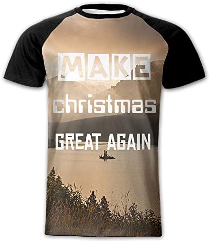 YAHAO SOE Make Christmas Great Again Misty Mountains Exercise Speed Dry Material Raglan Short Sleeve Cotton Shirt