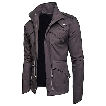 Longra Herren Jacke Klassisch Herbst Winterjacke Mantel Baumwolle Militär Jacken Übergangsjacke Freizeit Bomberjacke Pilotenj