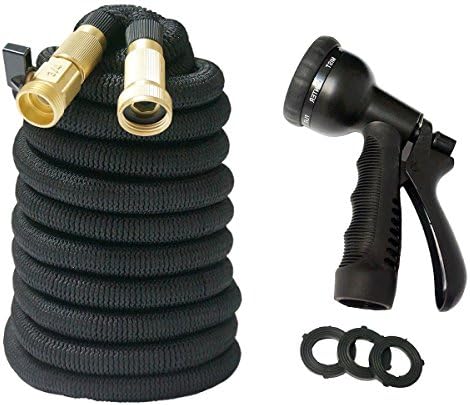 (Upgraded Platinum Hose) 150' Long Garden Hose Double Latex Core 3-time Expandable High Tenacity Weaving Outer Cover 3/4" Solid Brass US Ver Fittings 8-Nozzles Sprinkler,2-Year Warranty