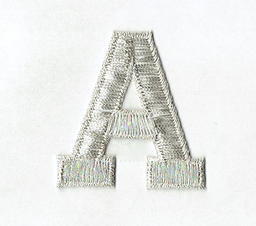Alphabet Letter - A - Color Silver - 2" Block Style - Iron On Embroidered Applique Patch