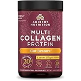 Ancient Nutrition Collagen Powder Protein, Multi Collagen Protein, Hydrolyzed Collagen Peptides Supports Skin and Nails, Joint Supplement (Gut Restore, 20 Servings)