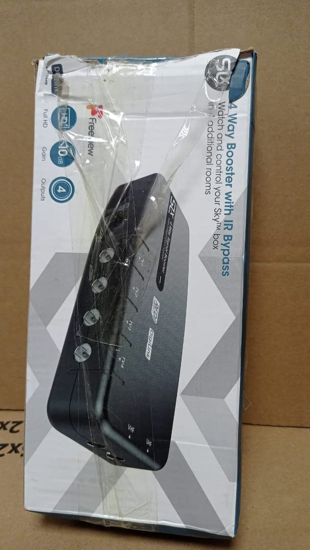 Signal Booster, SLx TV Four Output Amplifier 27820HSR With Integrated 4G Filter - Improve Picture Quality And Channel Reception - Boost Your HD TV/FM/DAB Signal. 4 Way - For HD and Freeview