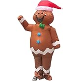Arokibui Inflatable Gingerbread Man Costume Blow up Christmas Costume Cosplay Party Halloween Xmas Suit Christmas Decoration