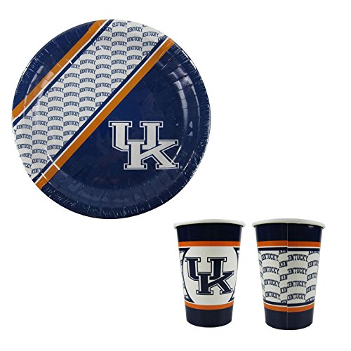 A 40 Piece NCAA Gift Set 20 Disposable Paper Plates and 20 Paper Cups - Kentucky Wildcats