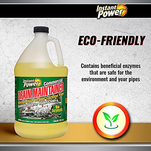 Instant Power Commercial Drain Maintainer Liquid Enzyme Clog Remover, Cleans and Deodorizes