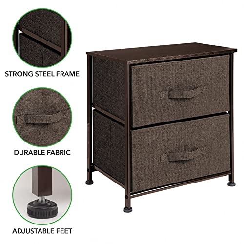 mDesign Small Storage Dresser End/Side Table Night Stand with 2 Removable Fabric Drawers