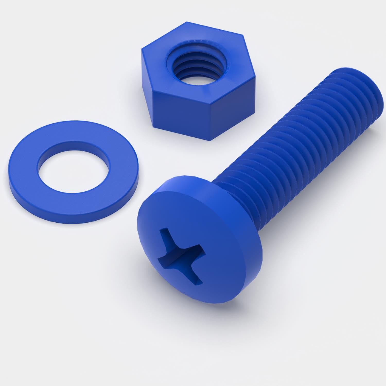 20 x Blue Pan Head Screws Polypropylene (PP) Plastic Nuts and Bolts, Washers, M5 x 20mm