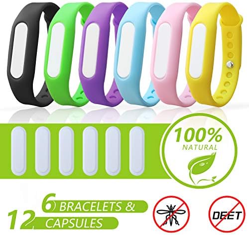 DJROLL 6 Pack - Mosquito Repellent Bracelet Band for Kids, Adults & Pets-100% Natural DEET-Free, Non Toxic, Waterproof Silicone Mosquito Repellent Wristbands for Outdoor & Indoor-720Hrs of Protection