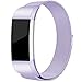 Maledan for Fitbit Charge 2 Bands, Stainless Steel Milanese Loop Metal Replacement Accessories Bracelet Strap with Unique Magnet Lock for Fitbit Charge 2 HR Lavender Small