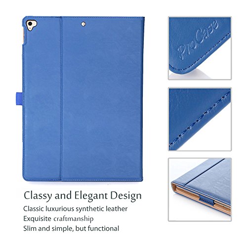 Apple iPad Pro 12.9 Case - ProCase Leather Stand Folio Case Cover for iPad Pro 12.9 Inch (Both 2017 and 2015 Models), with Multiple Viewing Angles, Auto Sleep/Wake, Apple Pencil Holder -Navy Blue