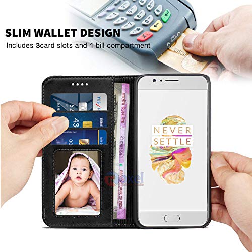 Roxel Vintage Leather Flip Cover Case Compatible with OnePlus 5 | Inner TPU | Foldable Stand | Magnetic Closure | Wallet