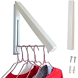 JSUOEO Folding Wall Mounted Clothes Hanger, Wall Mounted Drying Rack Retractable Clothes Rack Multifunctional Portable Clothes Storage Organiser For