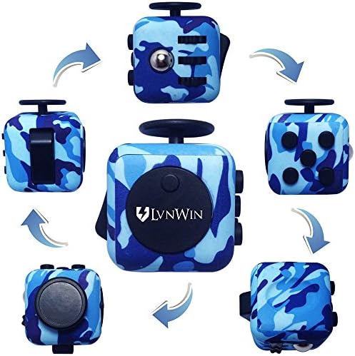 LvnWin Fidget Cube Dice Toy Stress Reducer Helps Focusing Relax Anti-Anxiety Boredom For ADD, ADHD, EDC, Kids and Autism Adult Children (Camo Blue)