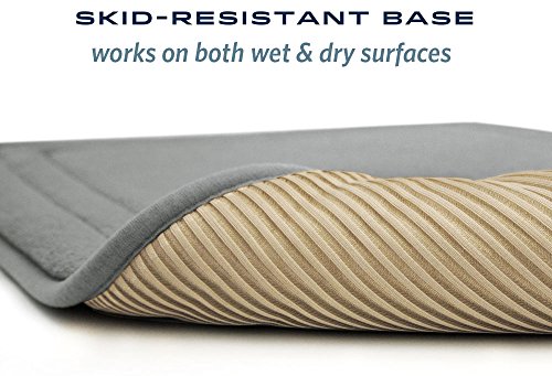 Microdry 10868 Quick Drying Memory Foam Bath mat with GripTex skid-resistant base, 21 x 34, Chrome