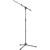 K&M Konig & Meyer 21080.500.55 Tripod Microphone Stand w/Telescoping Boom | Clutch Height Adjustment | Soft-Touch Lock | Fold