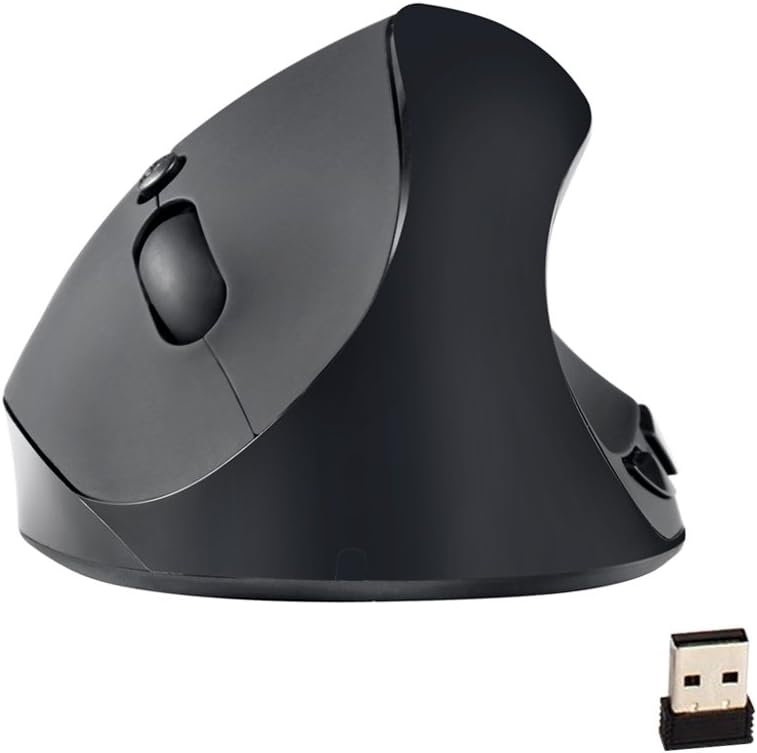 Autley Wireless Ergonomic Mouse 2.4G Optical Vertical Mouse Wireless Mouse with Adjustable DPI 1000/1200 / 1600 DPI, Black