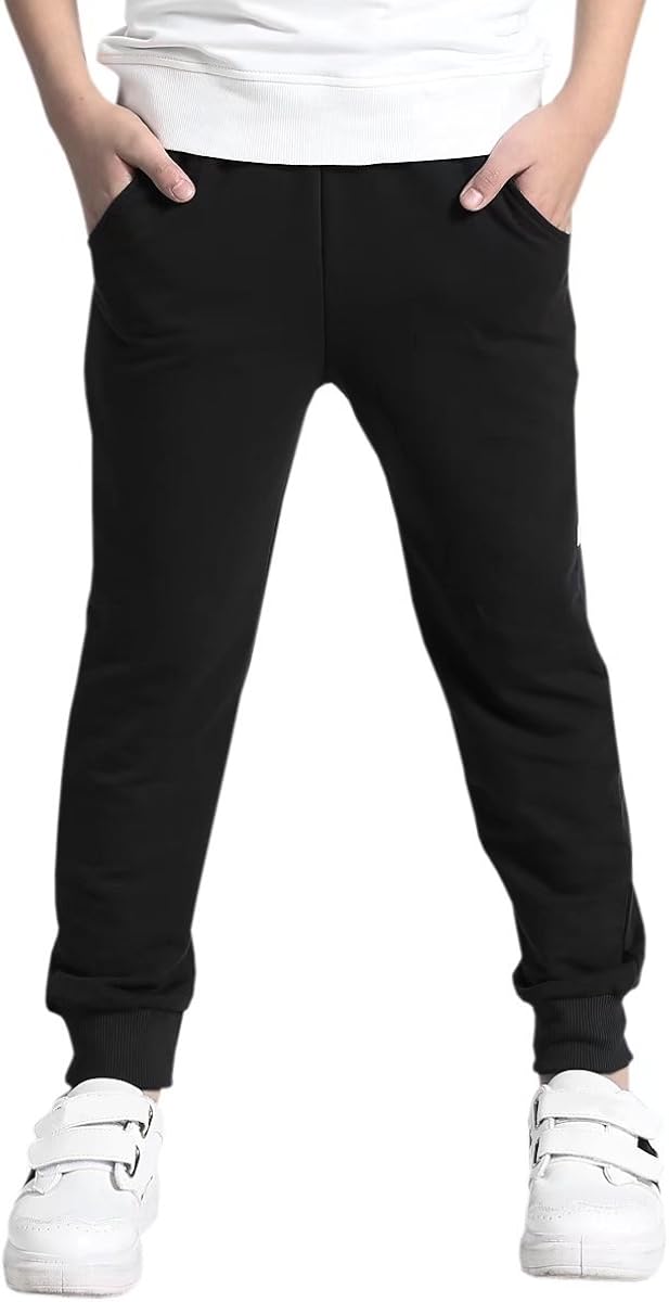 Kids Boys Cotton Fleece Active Pull On Casual Joggers Pants Sweatpants