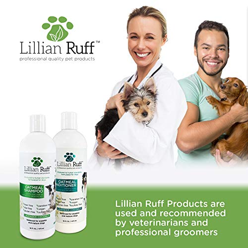 Lillian Ruff Dog Oatmeal Shampoo and Conditioner Set - Safe for Cats - Lavender Coconut Scent for Itchy Dry Skin with Aloe- Deodorize and Soothe - Gentle Cleanser for Normal to Sensitive Skin (16oz.) - Thumbnail 4