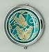 Purse Handbag Double Compact Cosmetic Mirror - Two Butterflies - Turquoise