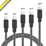 Phone Charger 5Pack 3FT 3FT 6FT 6FT 10FT Nylon Braided USB Charging & Syncing Cable Compatible with Phone 11 11 Pro MAX XS MAX XR X 8 8 Plus 7 7 Plus 6s 6s Plus 6 6 Plus and More