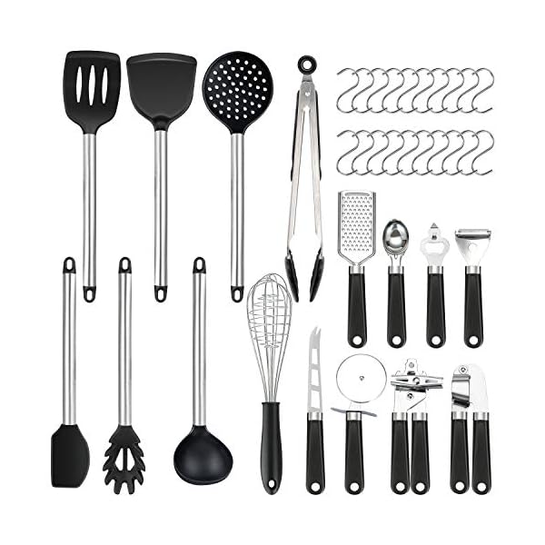 Kitchen Utensil Set 36Pcs Silicone Cooking Set, Kitchen Gadget Set with Heat Resistant Non-Slip Spoon, Turners, Tongs…