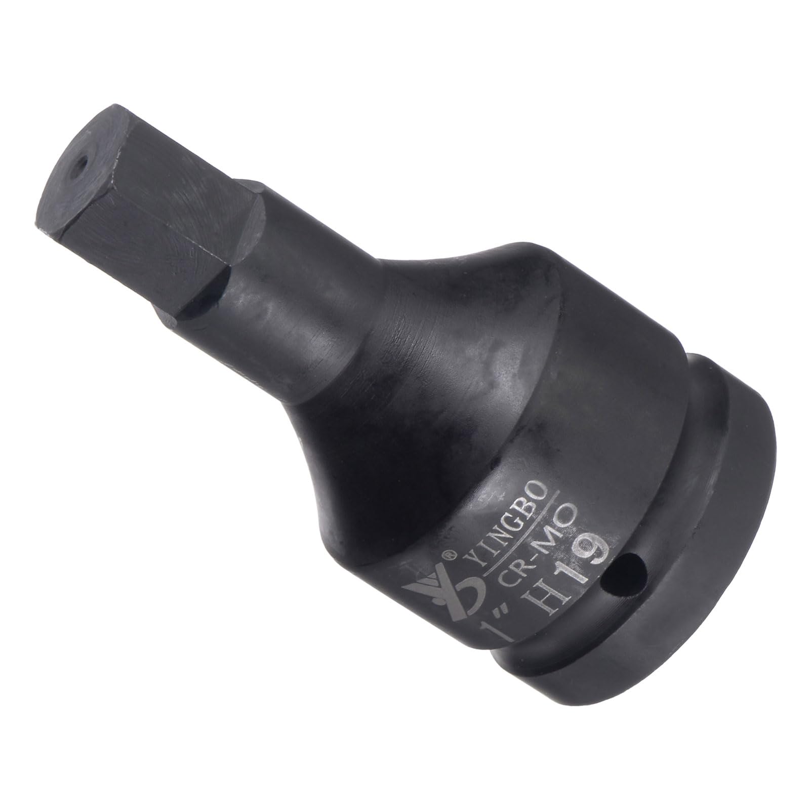 CoCud Impact Hex Bit Socket, 19mm Hex Bit 1" Square Drive 98mm Length, CR-MO Chamfer Design Pin Hole Metric Hex Socket - (Applications: for Automotive Electric Repair)