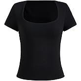 winkbay Women's Summer Scoop Neck Short Sleeve Fitted T Shirts Going Out Tops