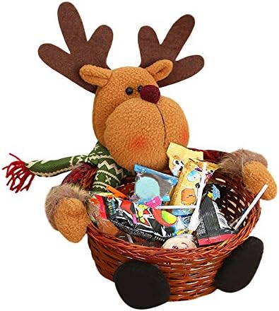 Clearance!! Christmas Decoration, Quistal Christmas Candy Storage Festival Xmas Decoration Santa Claus Storage Holder Basket Gift (Deer, 18 * 16CM)