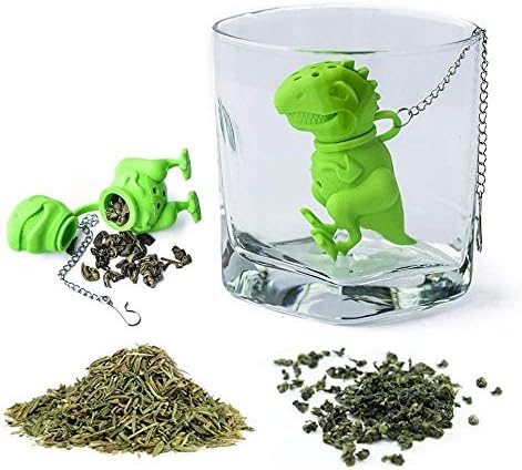 New Product Dinosaur Tea Infuser Loose Leaf Strainer Herbal Silicone Filter Diffuser Holder Tea Coffee Punch (Green)