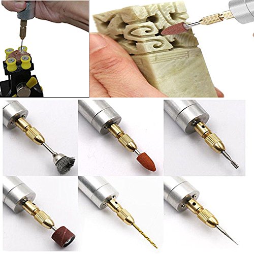 Eyech Mini Micro Electric Aluminum Hand Portable Handheld Drill with 15Pcs Drill Bits -(0.7-1.2mm) New Version Included 2A Power Supply