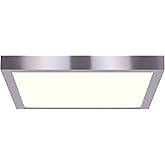 Canarm 11-Inch LED Square Ceiling Light, 22W Dimmable Silver Flush Mount, 3000K Warm White, Modern Lighting for Bedrooms, Hal
