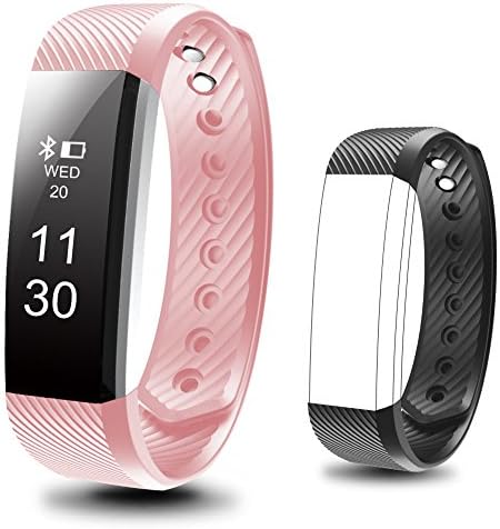 Waterproof Fitness Tracker, Besyoyo Smart Bracelet with Sleep Monitor, Sports Activity Tracker Pedometer Calories Counter Smart Watch for Kids Women Men, with Replacement Band for IOS &amp; Android-Pink