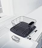 Rubbermaid Antimicrobial Sink Dish Rack Drainer Set, Black, 4-Piece Set (FG1F91MABLA) (Kitchen)