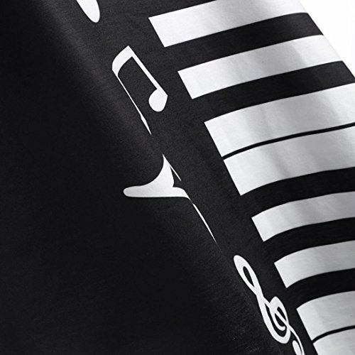Outsta Hot Sale Women Blouse Musical Notes & Piano Keyboard Print Tops Casual Loose Short-Sleeved T-Shirt (XXXL)