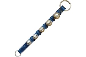 Rustic Red Door Co. Hanging Jingle Sleigh Bells on Leather Strap for Door Knob, Dog to Go Outside, Pet Puppy Potty Training, Christmas Decor, 5 Brass Bells, Black Leather, 16.5" Strip