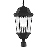 Livex Lighting 75474-14 Traditional Three Light Post-Top Lanterm from Hamilton Collection Finish, Textured Black