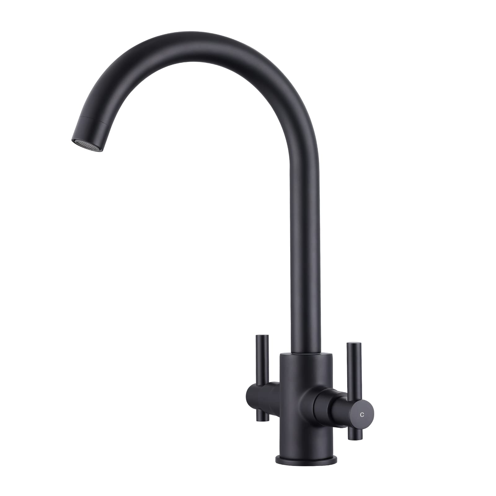 Peppermint Black Kitchen Tap Dual Lever Monobloc Kitchen Mixer Taps 1 Hole Matt Black Sink Mixer Tap Stainless Steel 360 Swivel Faucet Traditional