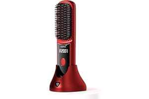 Cordless Hair Straightener Brush, Portable Enhanced Ionic Straightening Brush, 3 Heat Levels, Dual Charging Design, Straighte