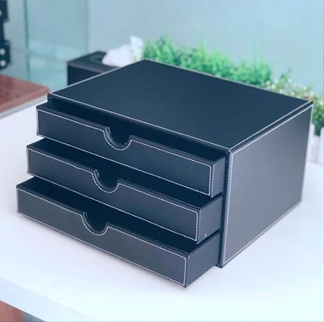 Storage Box Leather Tabletop Storage Box Multi Layer Drawer Type