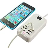 SQDeal 6 Ports Portable USB Hub Desktop US Plug Wall Charger AC Power Adapter Slots Charging Extension Socket Outlet With Cable