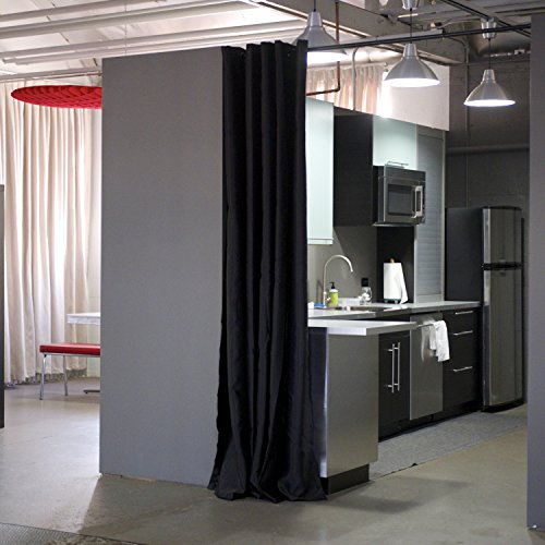 RoomDividersNow Premium Heavyweight Tension Rod Room Divider Kit - XX-Large A, 8ft Tall x 10ft - 12ft 6in Wide (Midnight Black) - Thumbnail 4