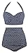 Angerella Polka Two Piece Swimsuit Beachwear Bathing Suits,Navy,4XL