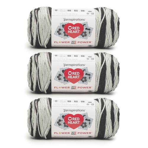 Red Heart All in ONE Flower Power Black Dahlia Yarn - 3 Pack of 8.8oz/250g - 100% Acrylic - #4 Worsted (Medium) - 440 Yards - Knitting/Crochet
